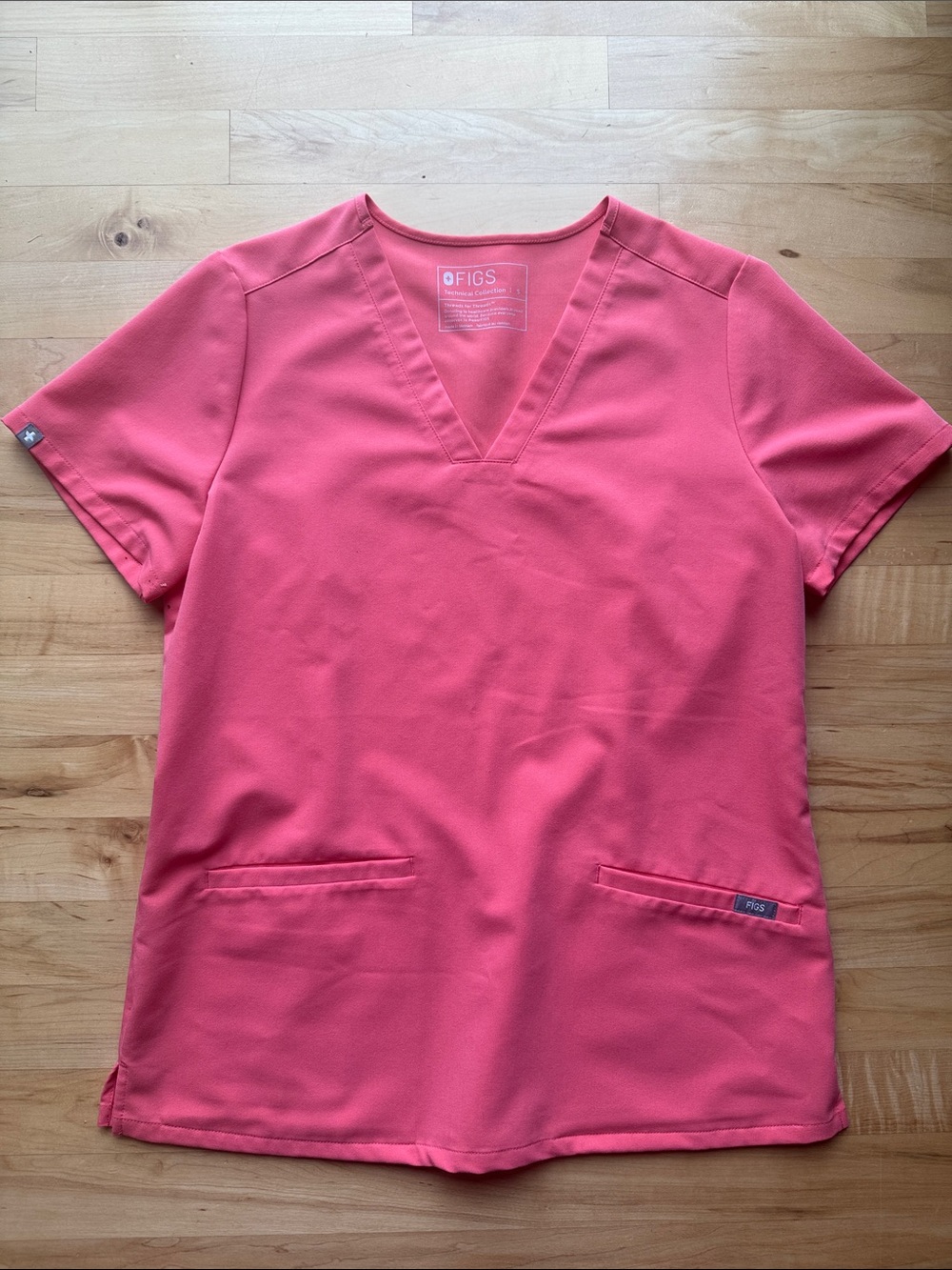 Hot Coral Figs Scrub Top